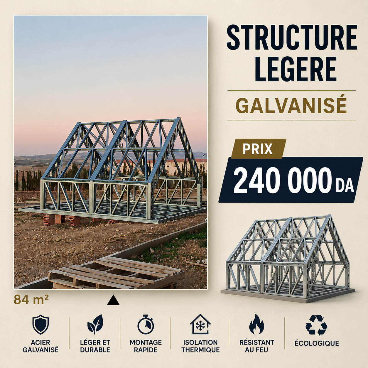 Chalet Triangulaire 16m² + 4m² extérieur