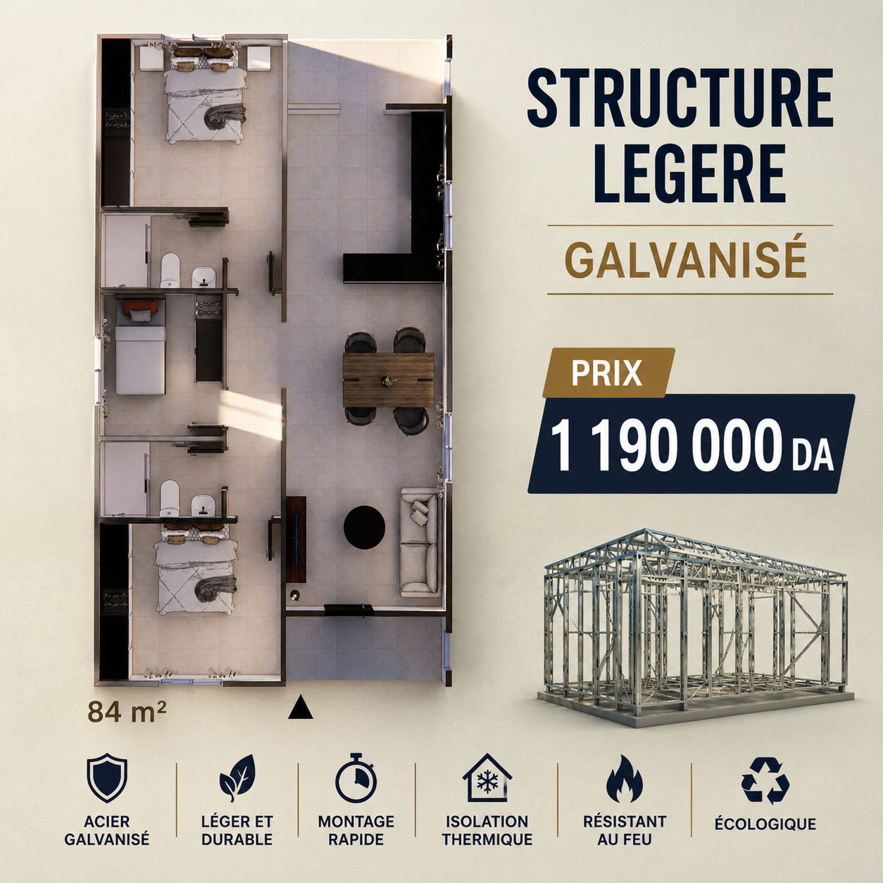 Structure de 84 m²